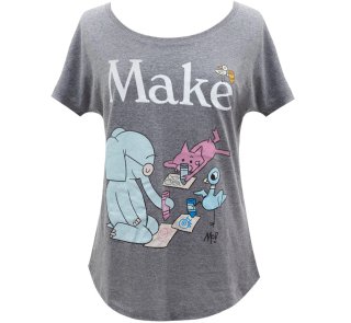 Mo Willems / Make with Elephant & Piggie, and The Pigeon Womens Relaxed Fit Tee (Heather Grey)