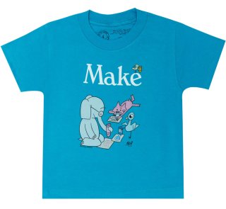 Mo Willems / Make with Elephant & Piggie, and The Pigeon Kids Tee (Turquoise Blue)