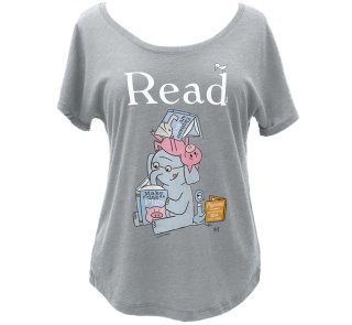 Mo Willems / Read with Elephant & Piggie, and The Pigeon Womens Relaxed Fit Tee 2 (Heather Grey)