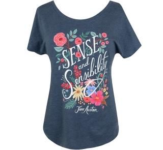 Jane Austen / Sense and Sensibility Womens Relaxed Fit Tee (Indigo) [Puffin in Bloom]