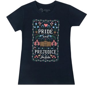 <img class='new_mark_img1' src='https://img.shop-pro.jp/img/new/icons14.gif' style='border:none;display:inline;margin:0px;padding:0px;width:auto;' />Jane Austen / Pride and Prejudice Women's Tee (Midnight Navy) [Puffin in Bloom]