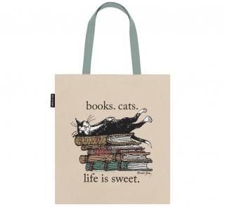 Books. Cats. Life Is Sweet. Tote Bag (Edward Gorey illustration)