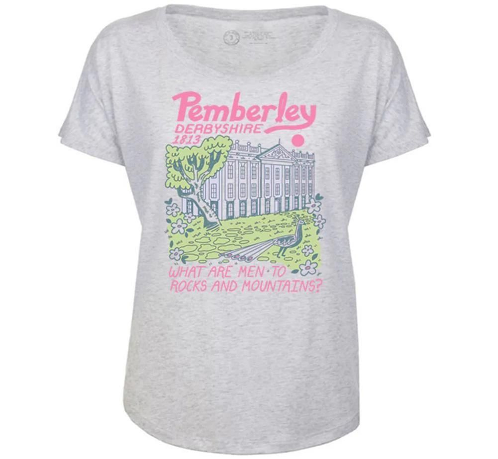 [Out of Print] Jane Austen / Pride and Prejudice - Pemberley Women's Relaxed Fit Tee (Heather White) - 高慢と偏見 リラックス フィット Tシャツ 高慢と偏見 | ペンバリーリラックスフィットTシャツ - Out of Print