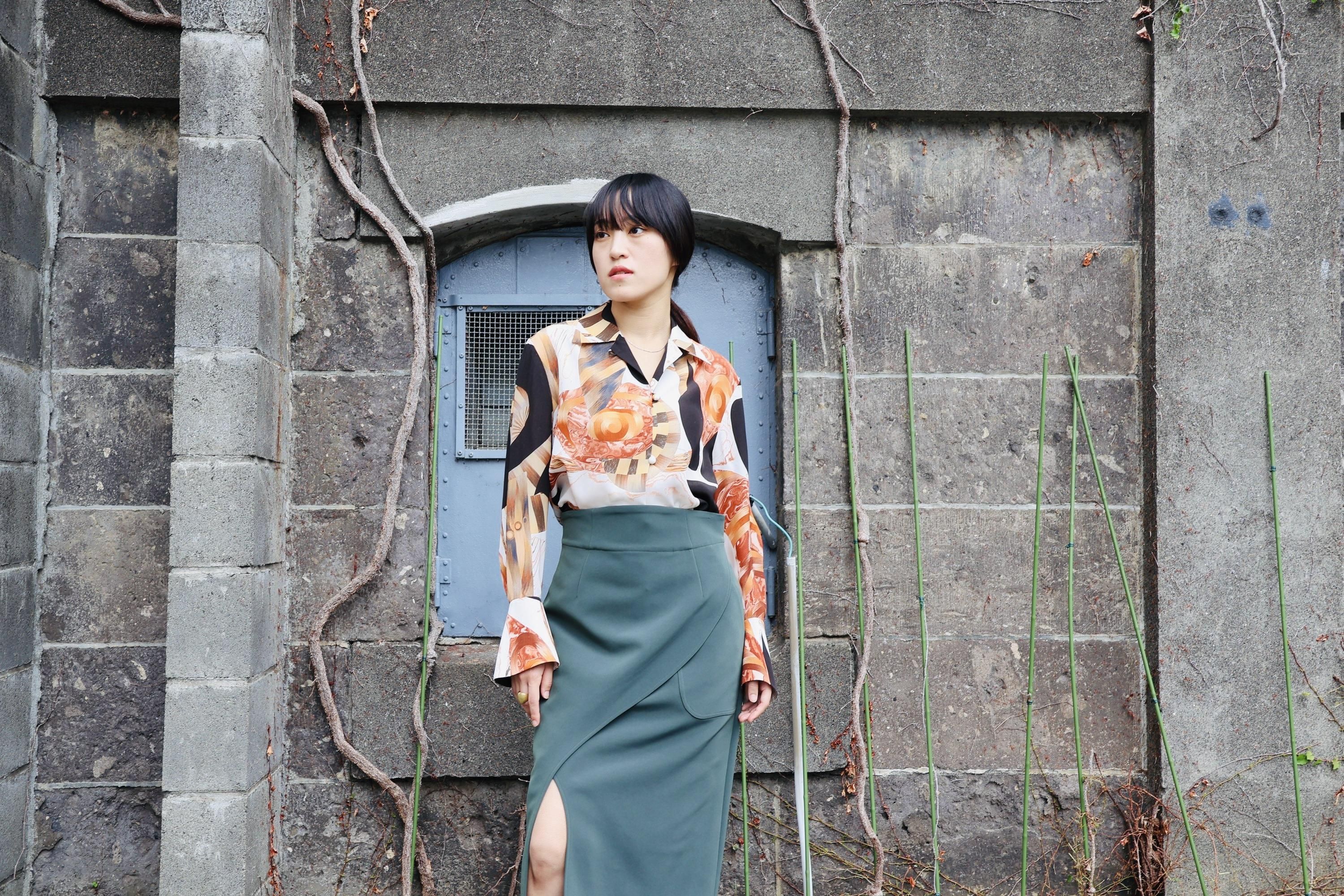 Mame Kurogouchi:Marble Print Open‐Collar Shirt - WHITE Mame Kurogouchi:Marble Print Open‐Collar Shirt - WHITE
