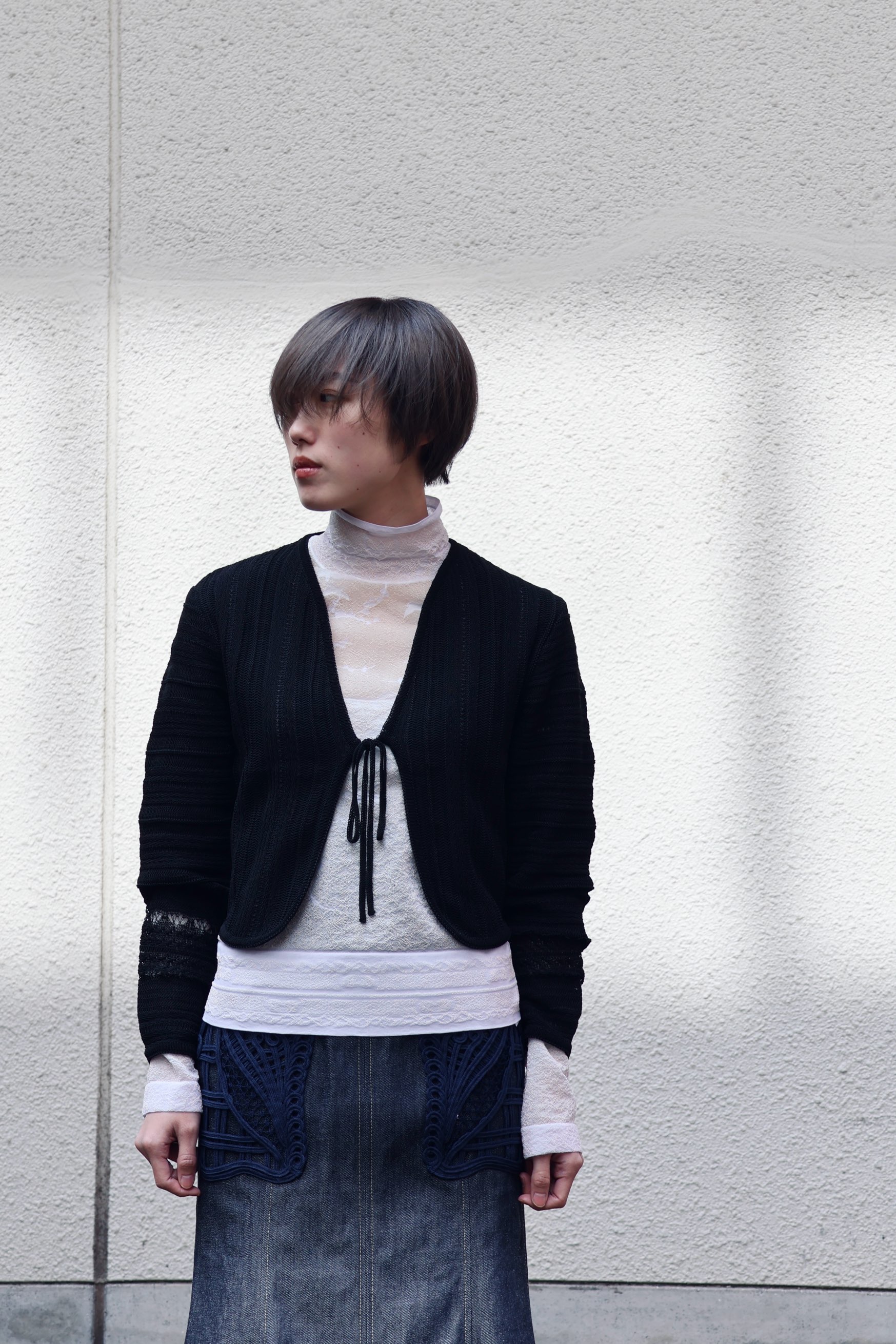 グランドセール 漫画 Mame Top Neck High Knitted Sheer Pattern Kurogouchi：Nature カットソー(長袖/七分)