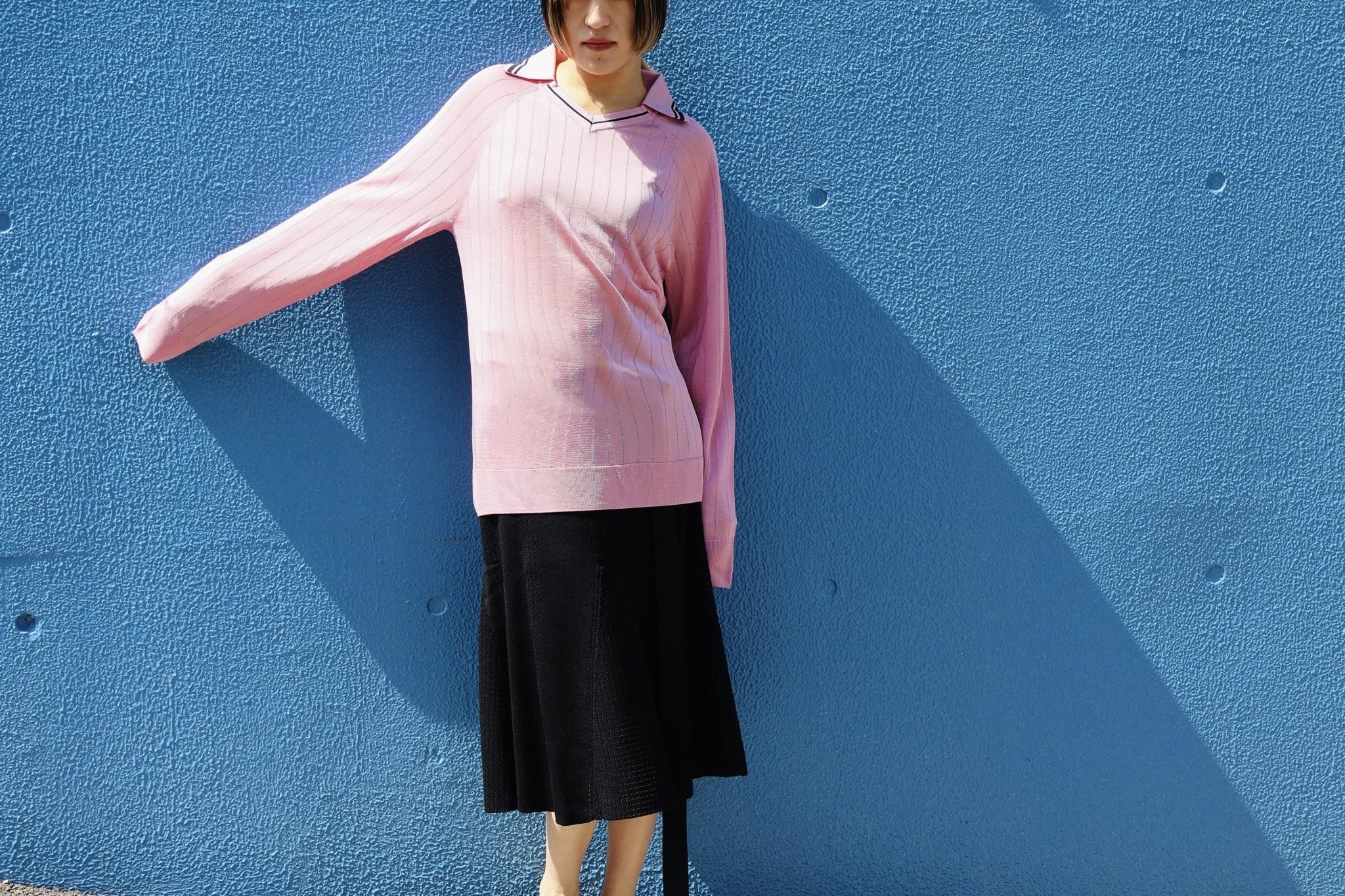 WALES BONNER：ROOTS POLO SHIRT - PINK/NAVY - ORANN ONLINE SHOP