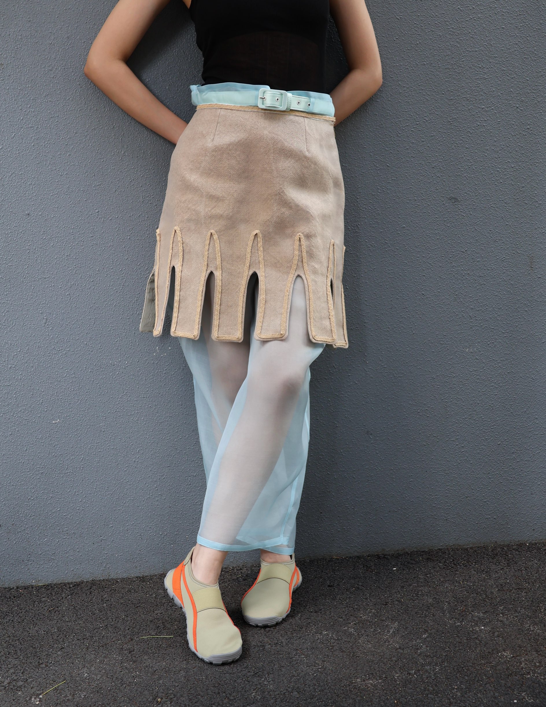 FUMIKA UCHIDA： JUTE/MESH MINI SKIRT - STRAW - ORANN ONLINE SHOP