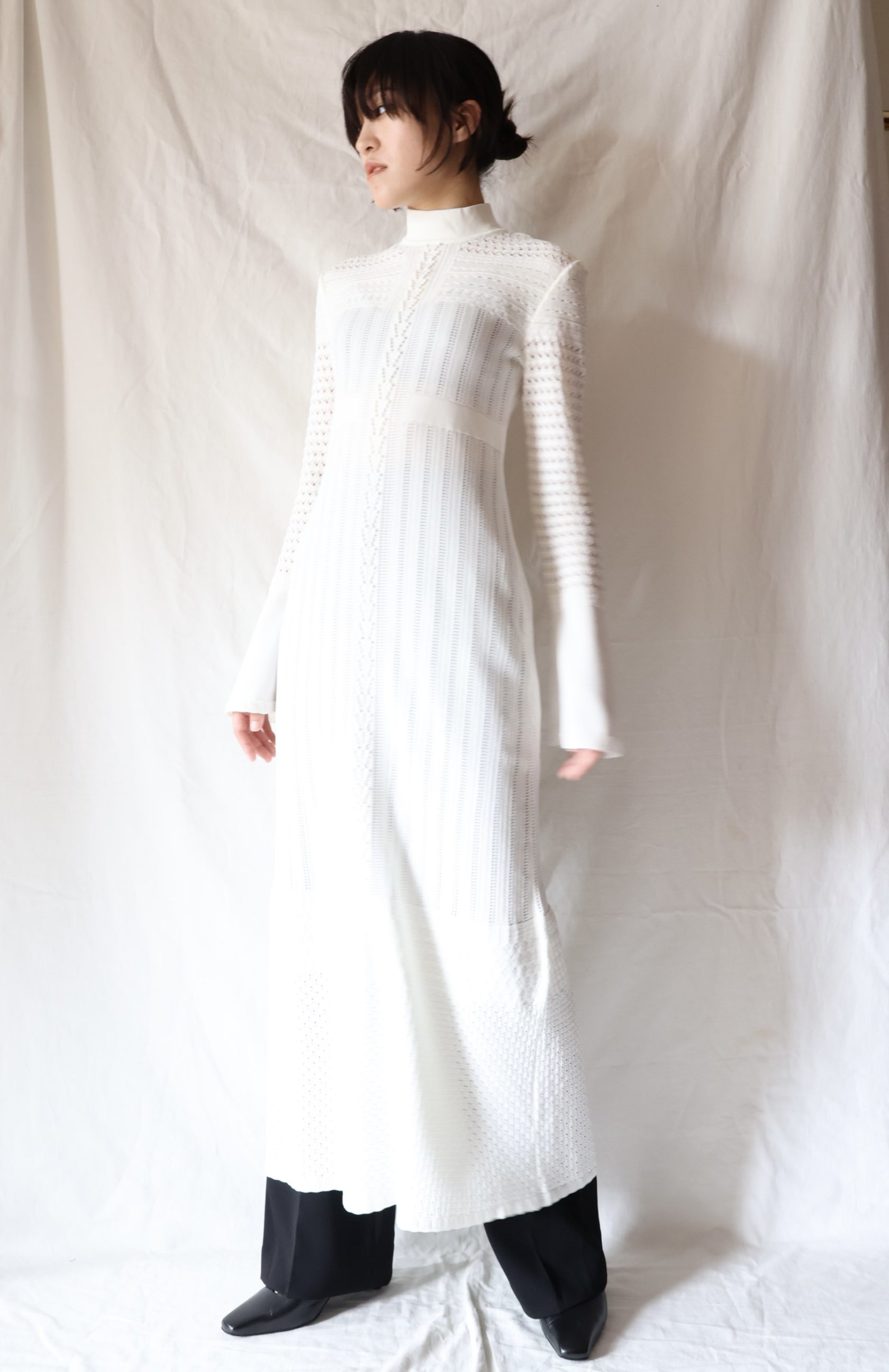 Mame Kurogouchi Sheer Lace Knitted Dress