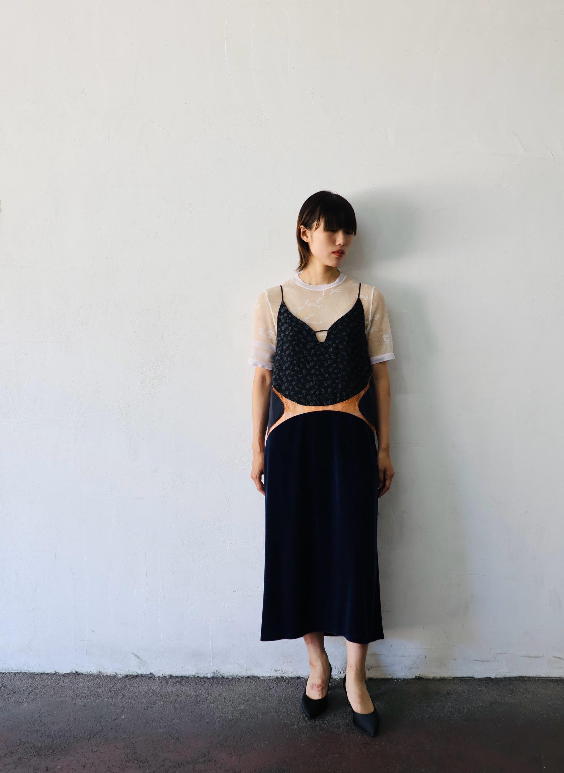ワンピース Floral Jacquard Camisole Dress - navy Floral Jacquard Camisole Dress - navy - メルカリ