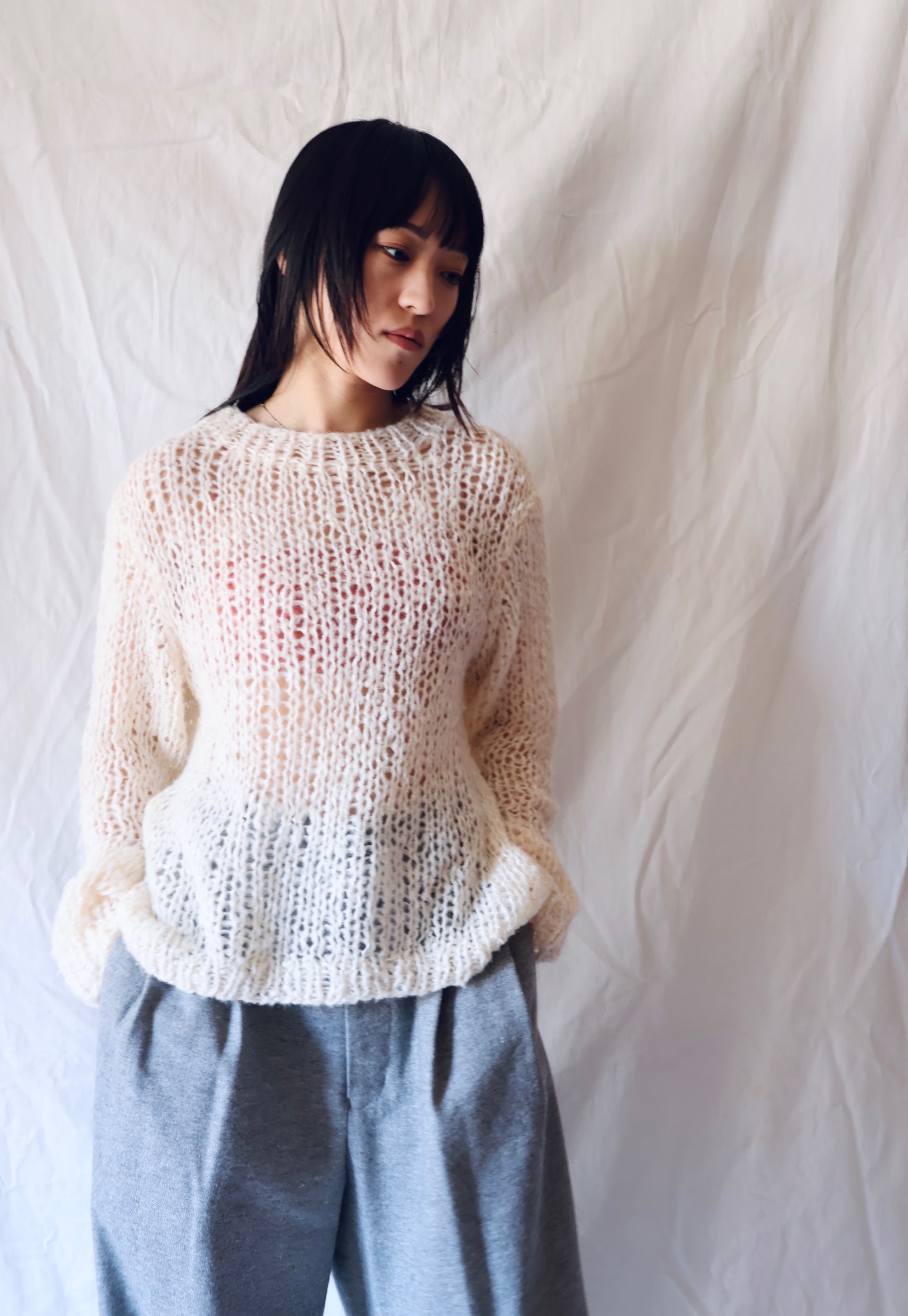 pelleq ：SILK THREAD PLAIN HAND KNITTED - NATURAL - ORANN 通販サイト