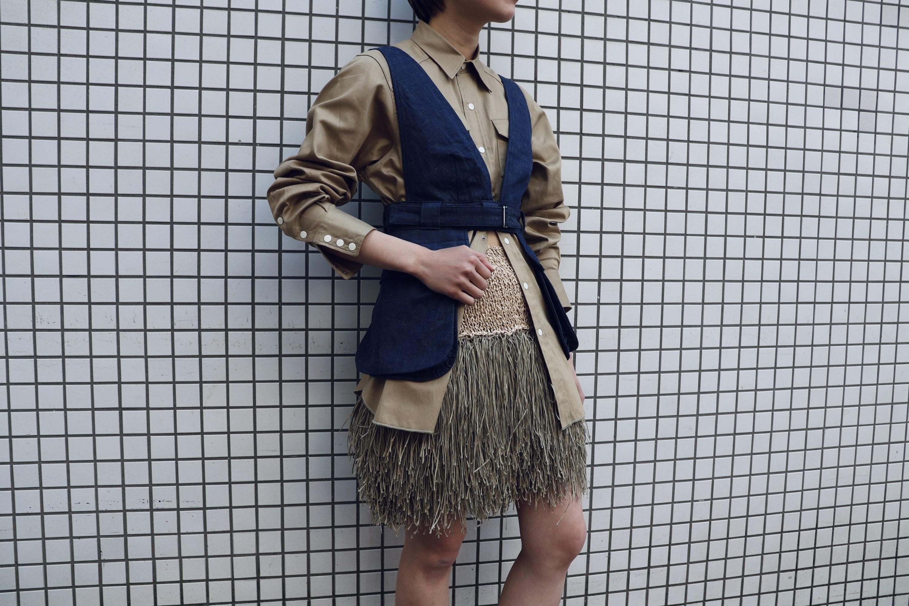 FUMIKA UCHIDA： FRINGE MINI SKIRT - GRASS - ORANN ONLINE SHOP