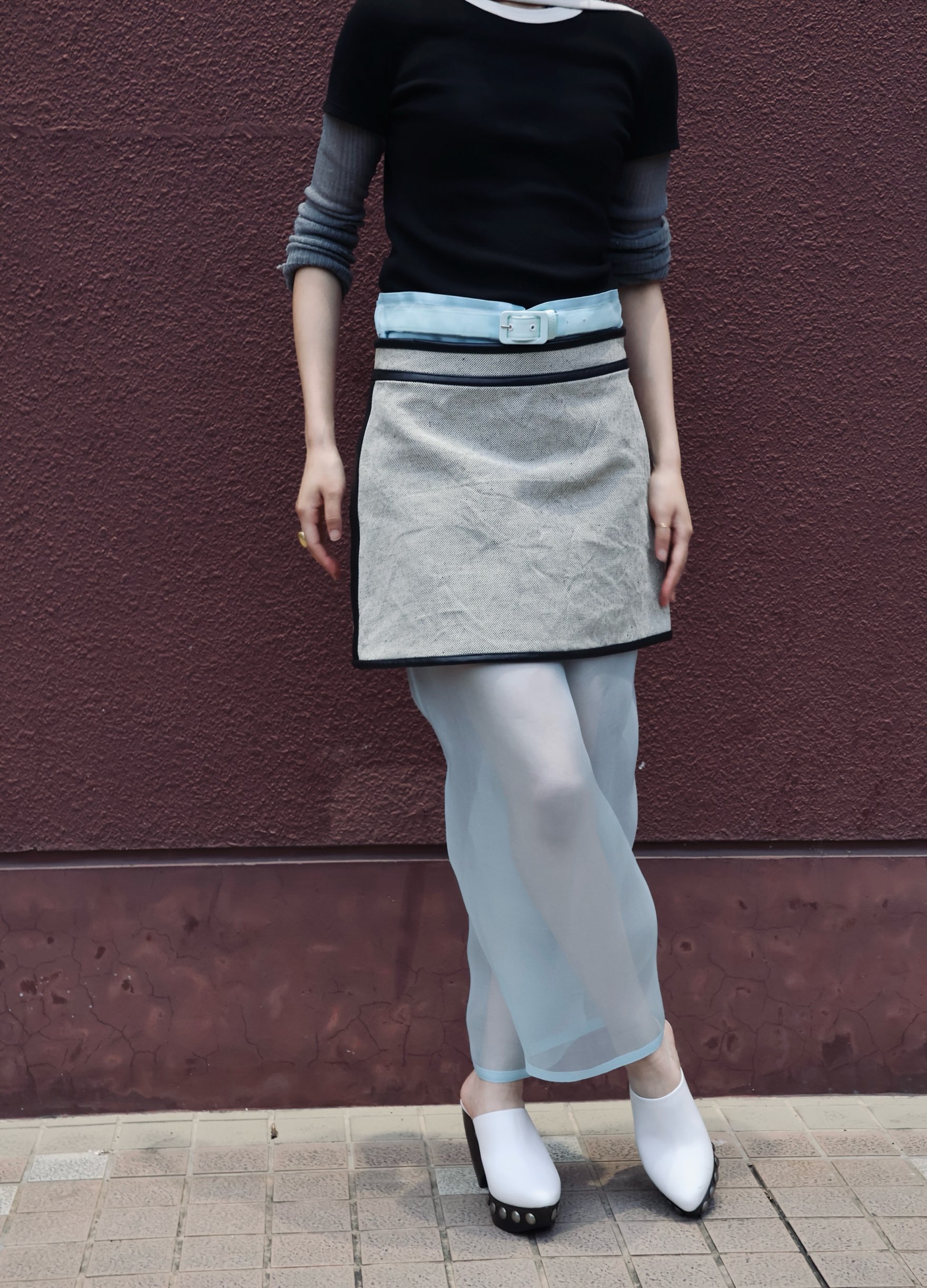 FUMIKA UCHIDA: ORGANZA OVER PANTS - SAX - ORANN ONLINE SHOP FUMIKA UCHIDA: ORGANZA OVER PANTS - SAX - ORANN ONLINE SHOP