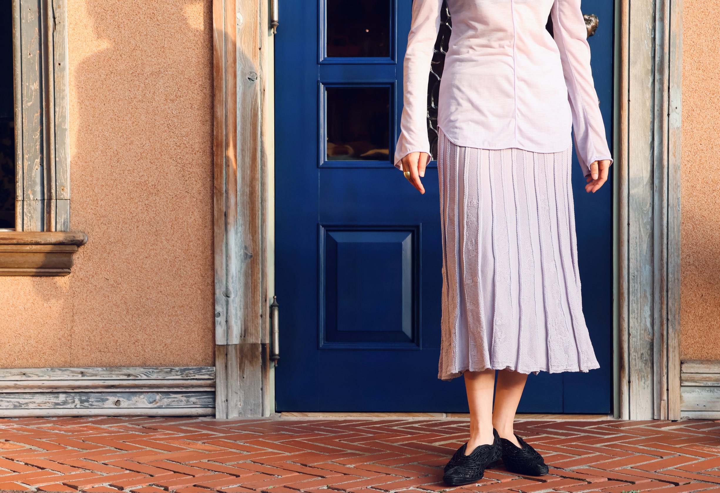 Mame Kurogouchi:Watermark Pattern Pleated Knitted Skirt Mame Kurogouchi:Watermark Pattern Pleated Knitted Skirt
