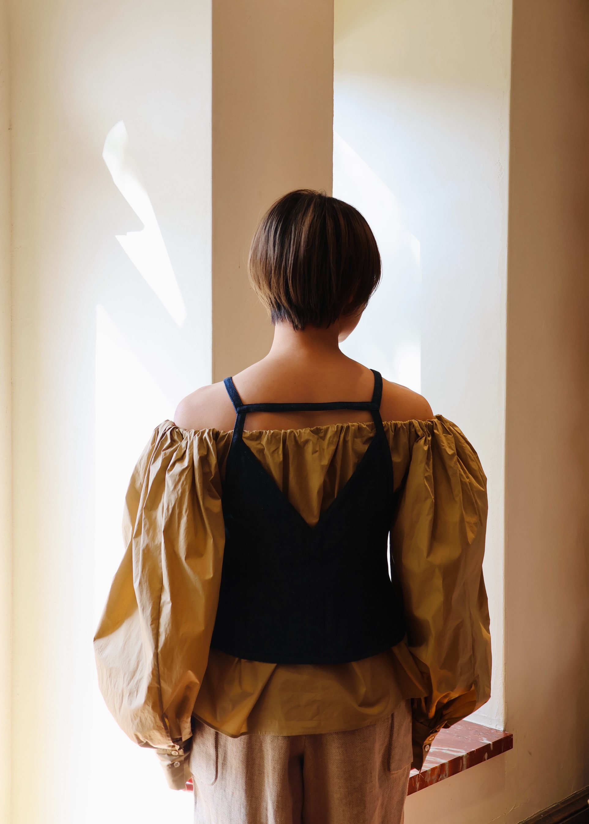 格安SALEスタート！ NEPPED UCHIDA： FUMIKA DENIM INDIGO - TOP SQUARE-NECK カットソー(長袖/七分)