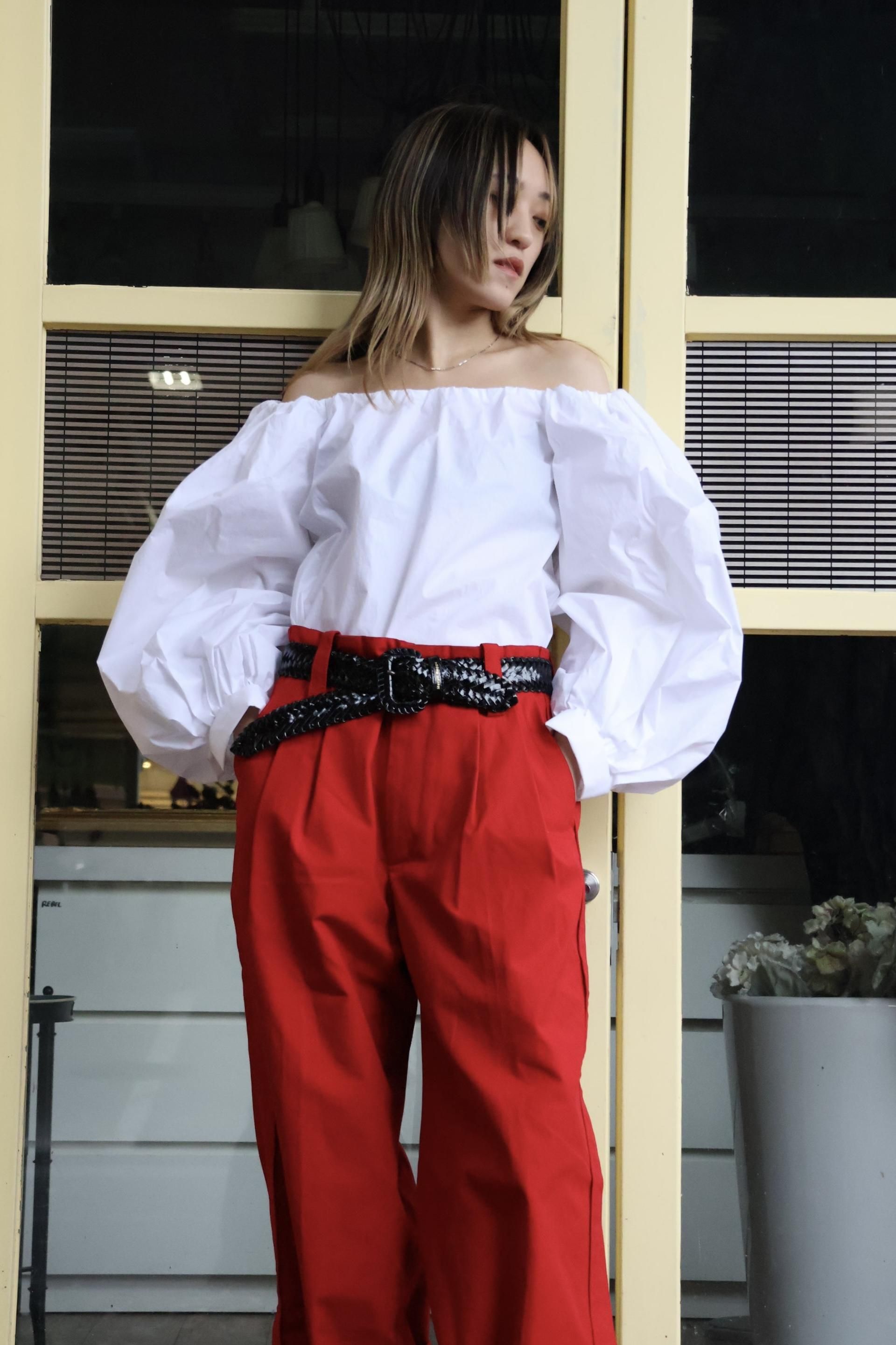 FUMIKA UCHIDA： COATED OFF SHOULDER TOP - WHITE - ORANN