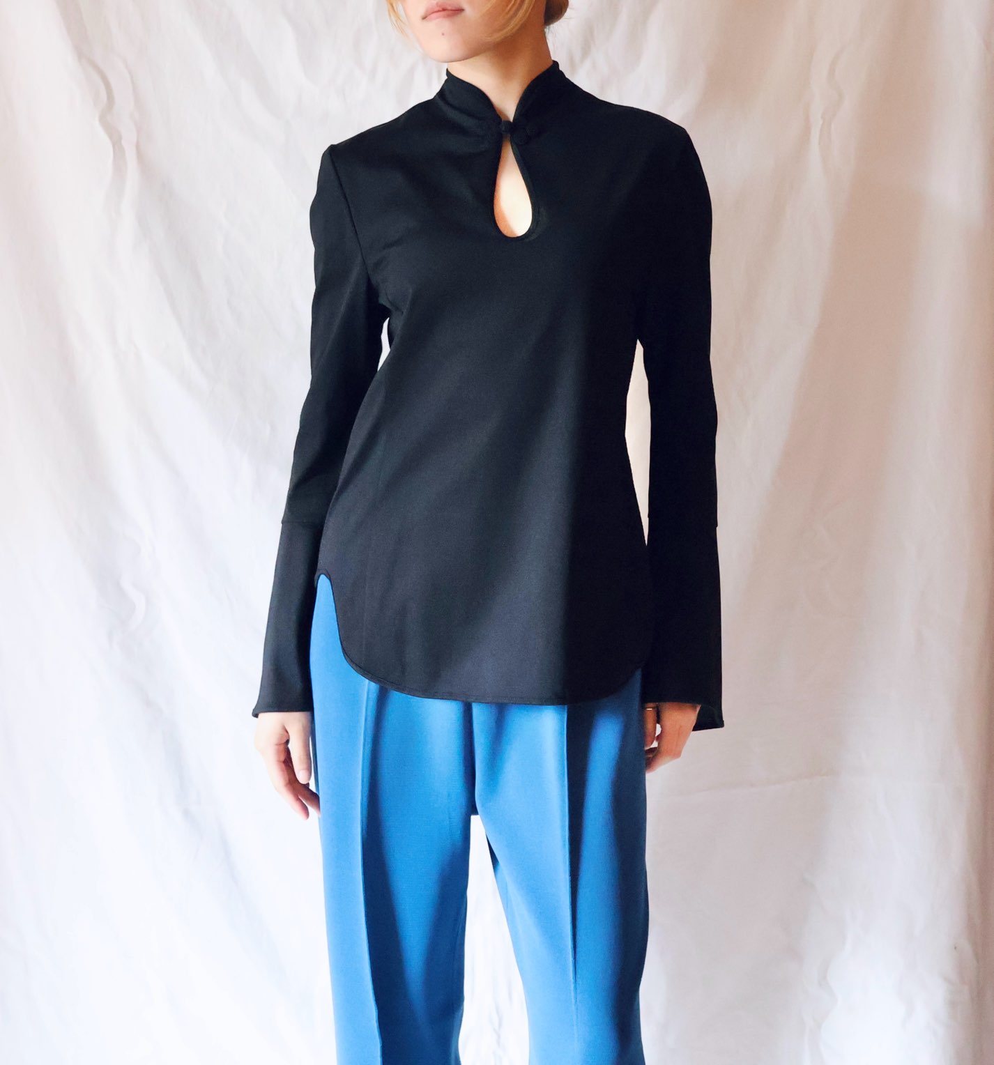 Mame Kurogouchi:Suvin Cotton Jersey Top - BLACK - ORANN Mame Kurogouchi:Suvin Cotton Jersey Top - BLACK - ORANN