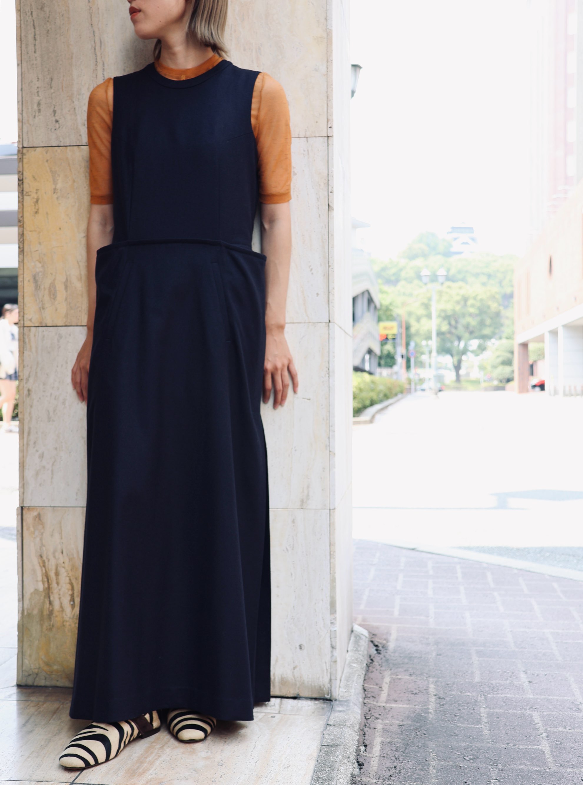 堅実な究極の FLANO BLEND MIKAMI：CASHMERE JUN ONE-PIECE ORANN - NAVY - ワンピース