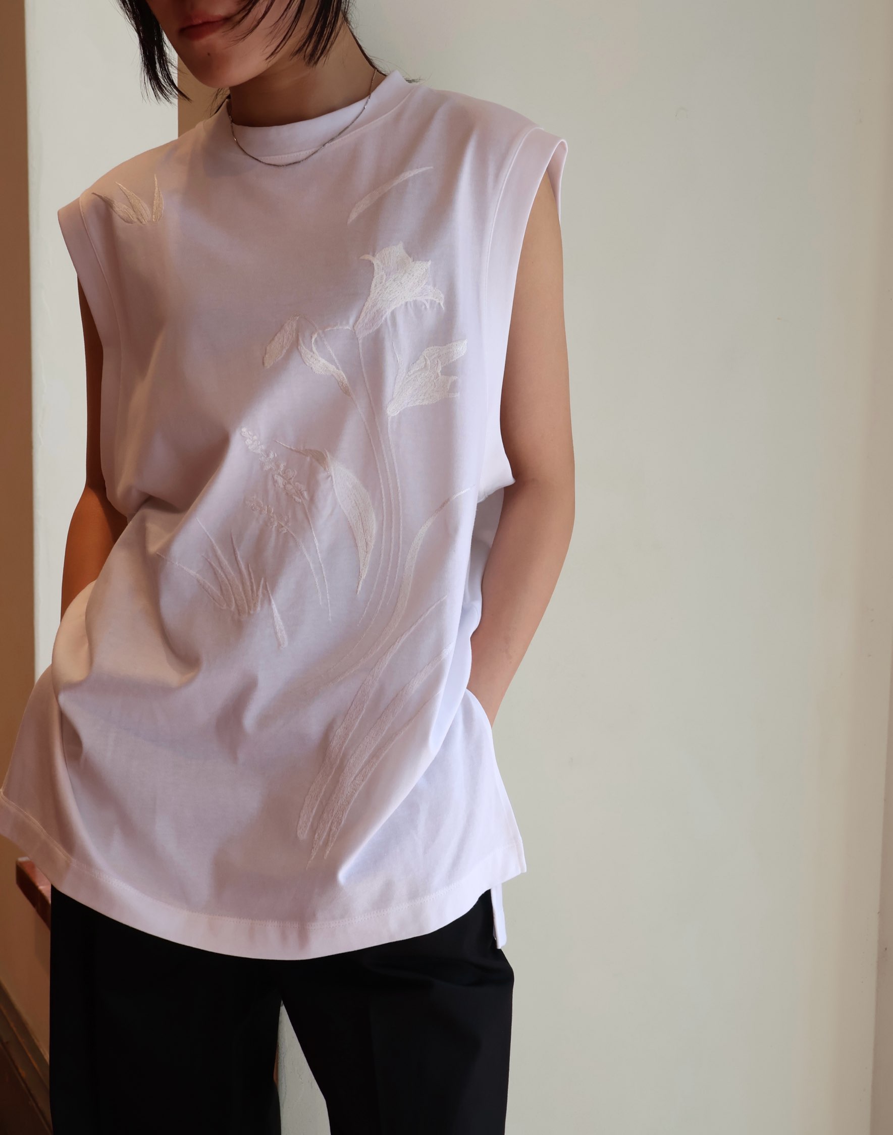 Mame Kurogouchi：Suvin Cotton Jersey Emboridery Top - WHITE - ORANN 通販サイト
