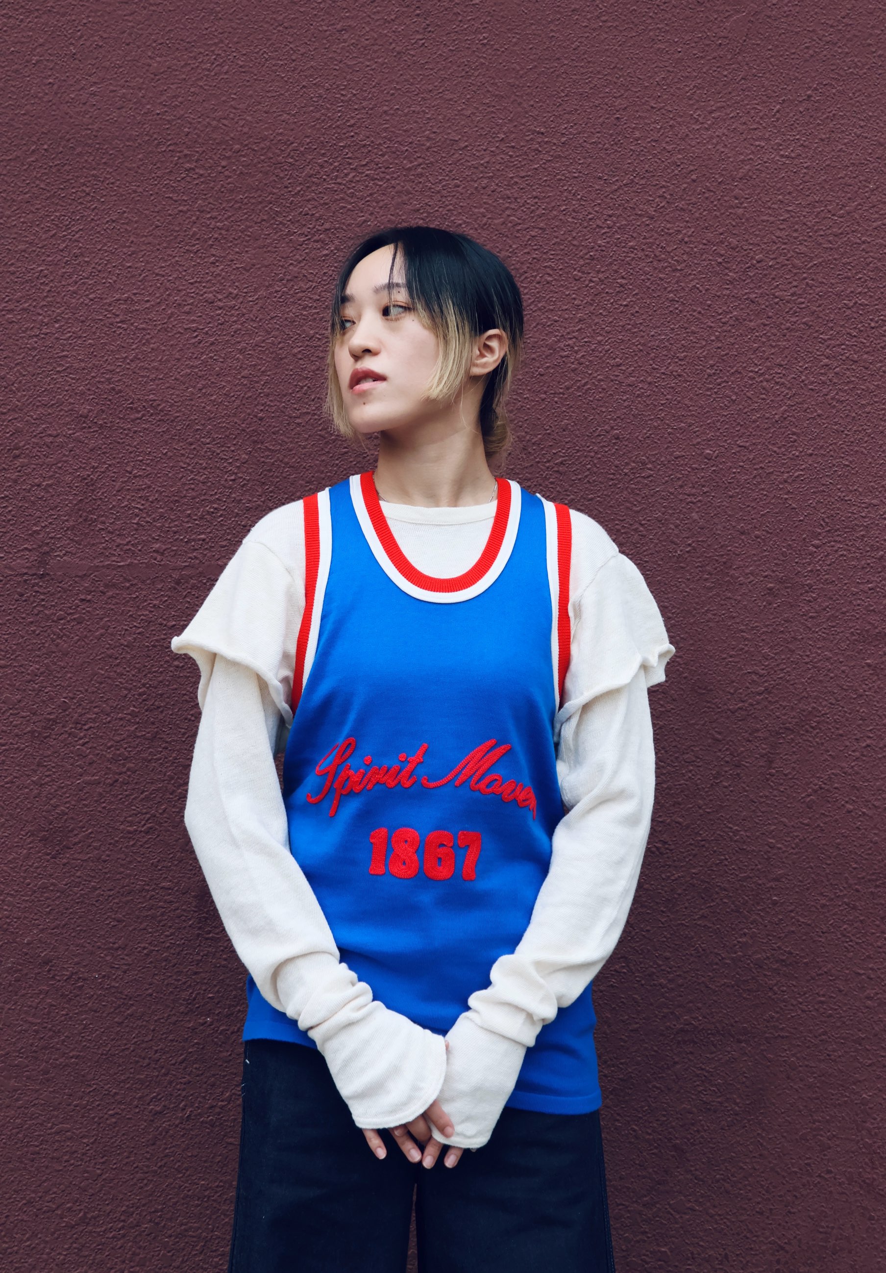 FUMIKA UCHIDA: GAUZE JERSY DOUBLE SLEEVE TOP - KINARI FUMIKA UCHIDA: GAUZE JERSY DOUBLE SLEEVE TOP - KINARI