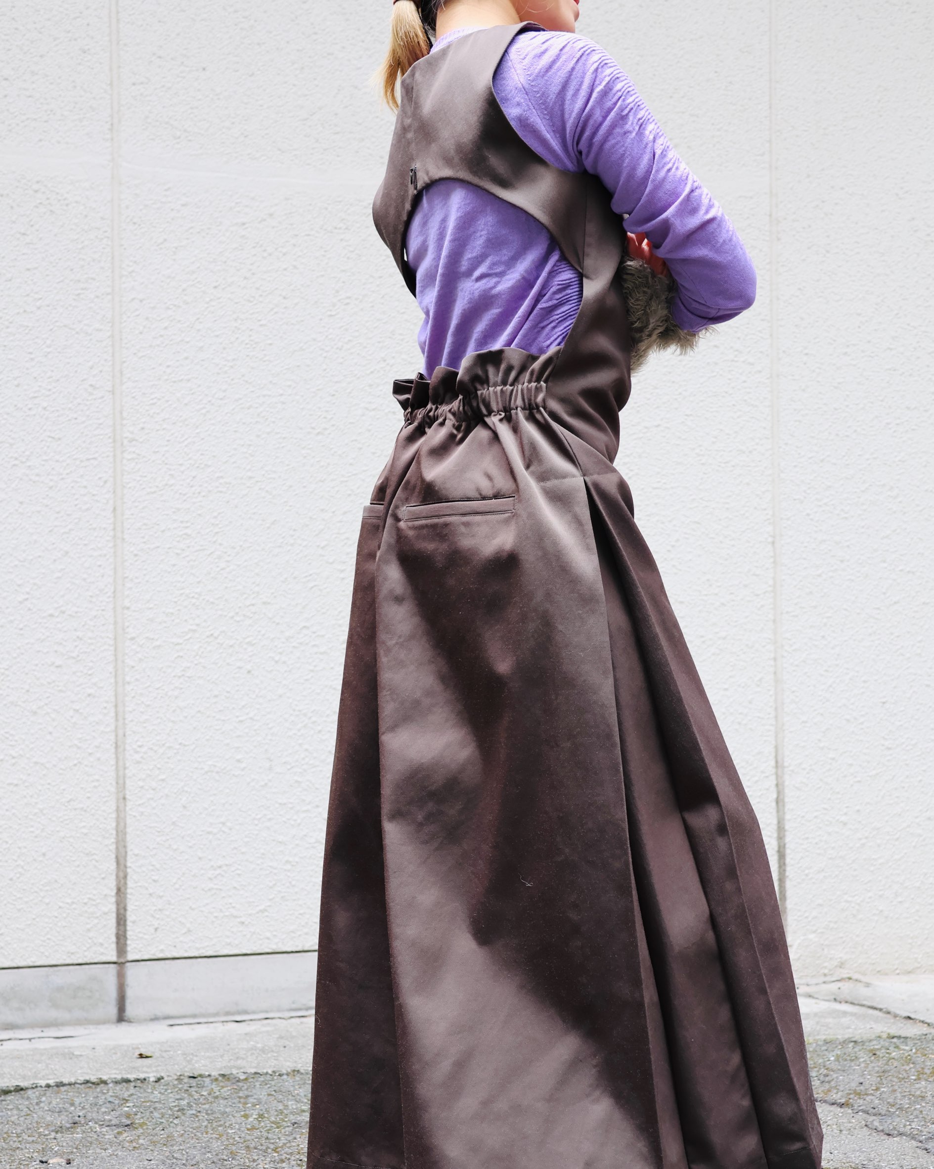 JUN MIKAMI:NYLON WOOL ONE PIECE - DARK BROWN - ORANN ONLINE JUN MIKAMI:NYLON WOOL ONE PIECE - DARK BROWN - ORANN ONLINE