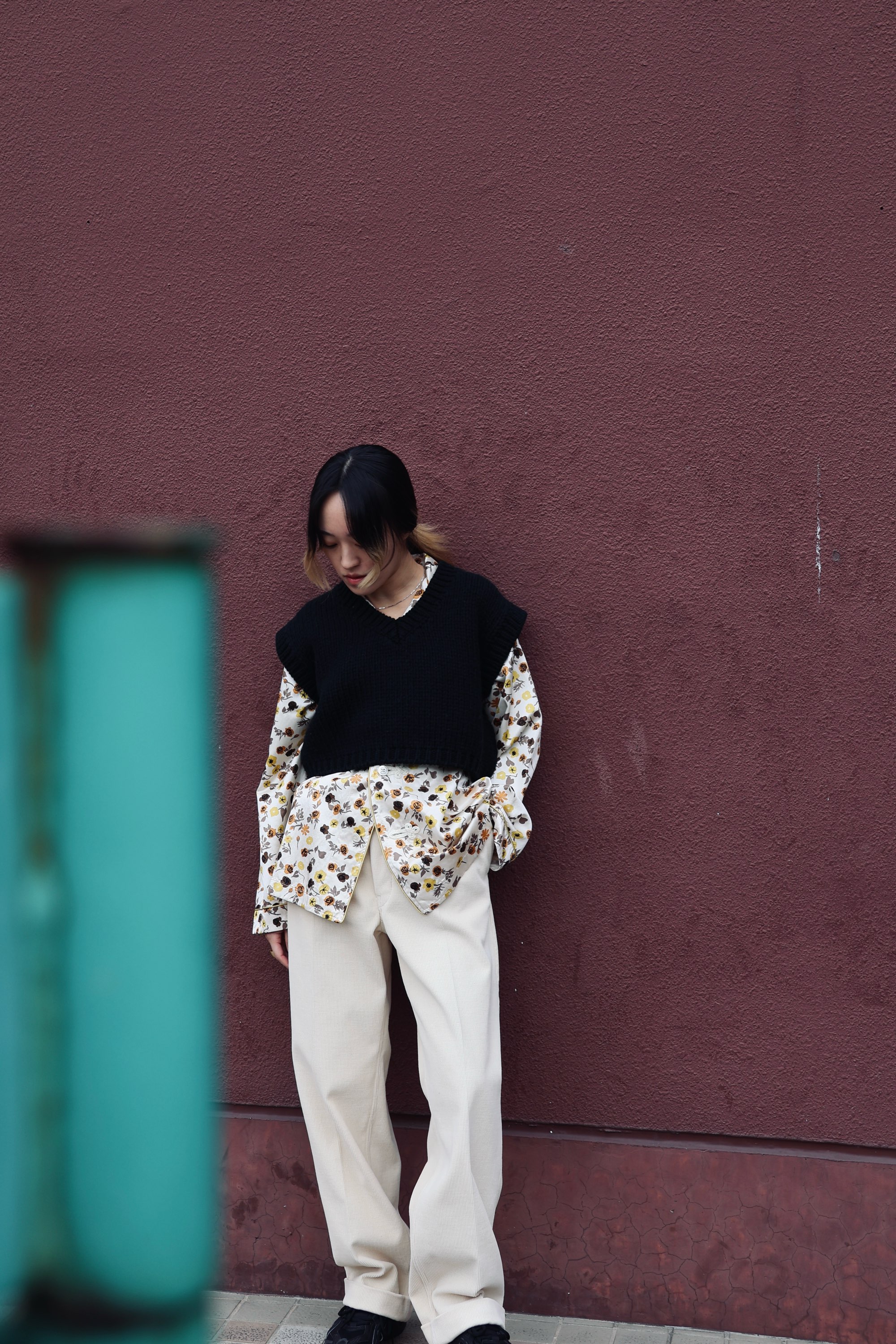 FUMIKA UCHIDA： FLOWER PRINTED OPEN-COLLARED SHIRT - ECRU