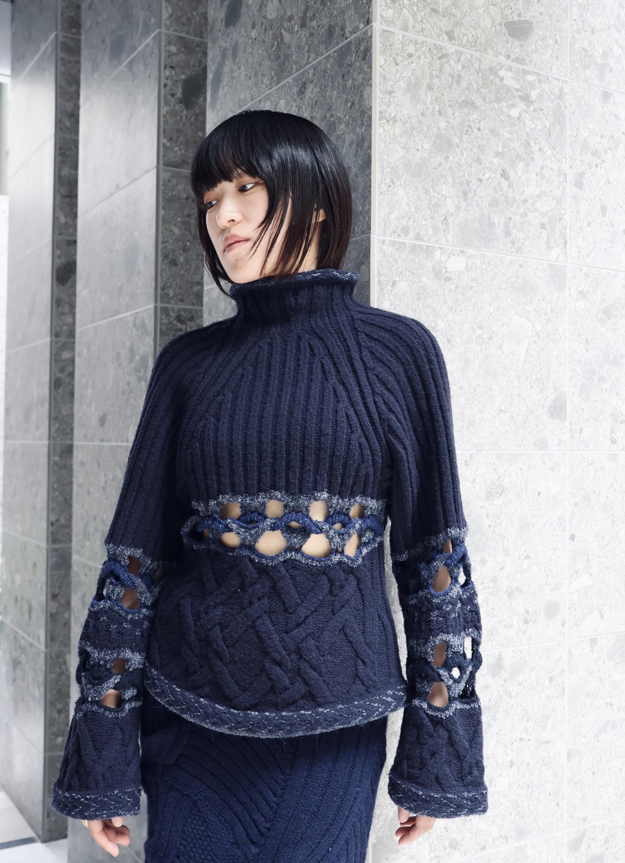 Mame Kurogouchi 竹籠 ハイネック ニット トップス Mame Kurogouchi 竹籠 ハイネック ニット トップス
