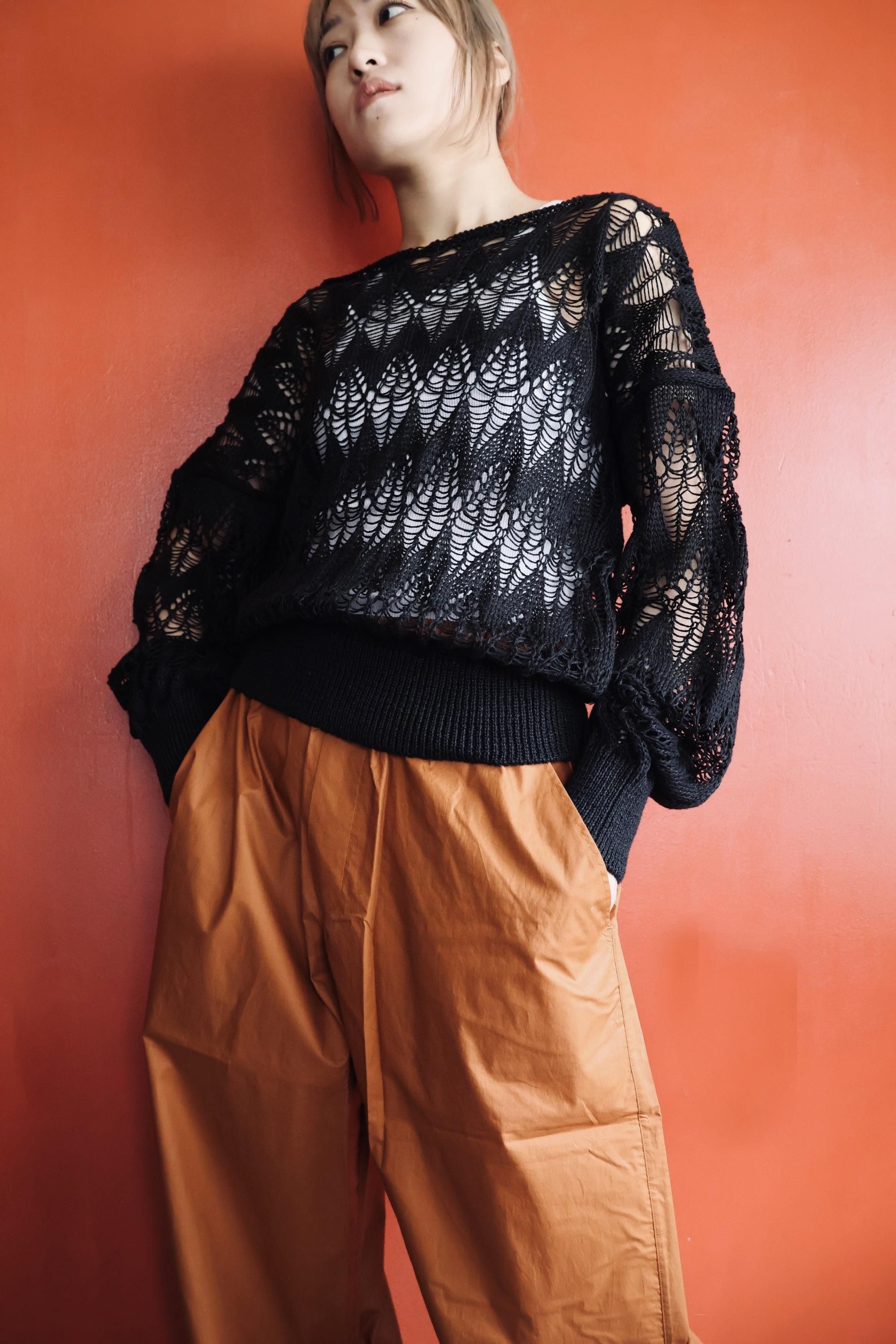 Cristaseya:LINEN LACE SWEATER - BLACK - ORANN ONLINE SHOP Cristaseya:LINEN LACE SWEATER - BLACK - ORANN ONLINE SHOP
