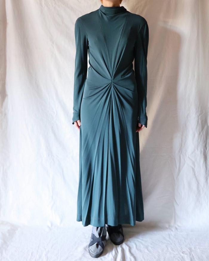 FUMIKA UCHIDA：　TIE COLLAR JERSEY DRESS - DARKGREEN - ORANN 通販サイト