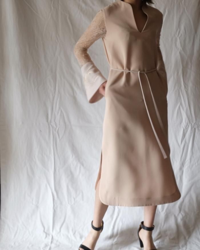 Mame Kurogouchi Embroidery Cuffs Lace Sleeves Dress Beige Orann 通販サイト Mame Kurogouchi Embroidery Cuffs Lace Sleeves Dress Beige Orann 通販サイト