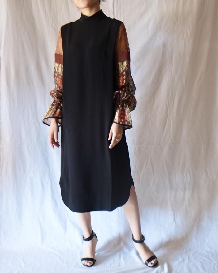Mame Kurogouchi Stained Glass Printed Sleeve Dress Brown Orann 通販サイト Mame Kurogouchi Stained Glass Printed Sleeve Dress Brown Orann 通販サイト