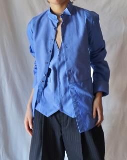 FUMIKA UCHIDAWING-COLLAR WAISTCOATS BIB SHIRT - FLO BLUE