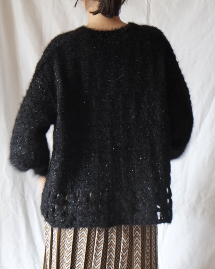 Mame Kurogouchi：Floral Mohair Knitted Pullover - black- ORANN 