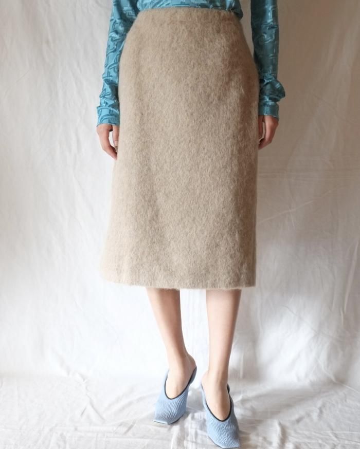 FUMIKA UCHIDA：　MOHAIR SHAGGY TULIP SKIRT - BEIGE - ORANN ONLINE SHOP