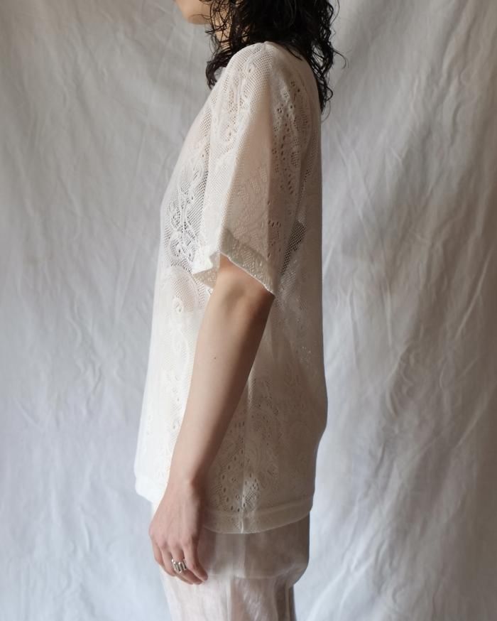 マメクロゴウチCurtain Lace Jacquard Jersey Top