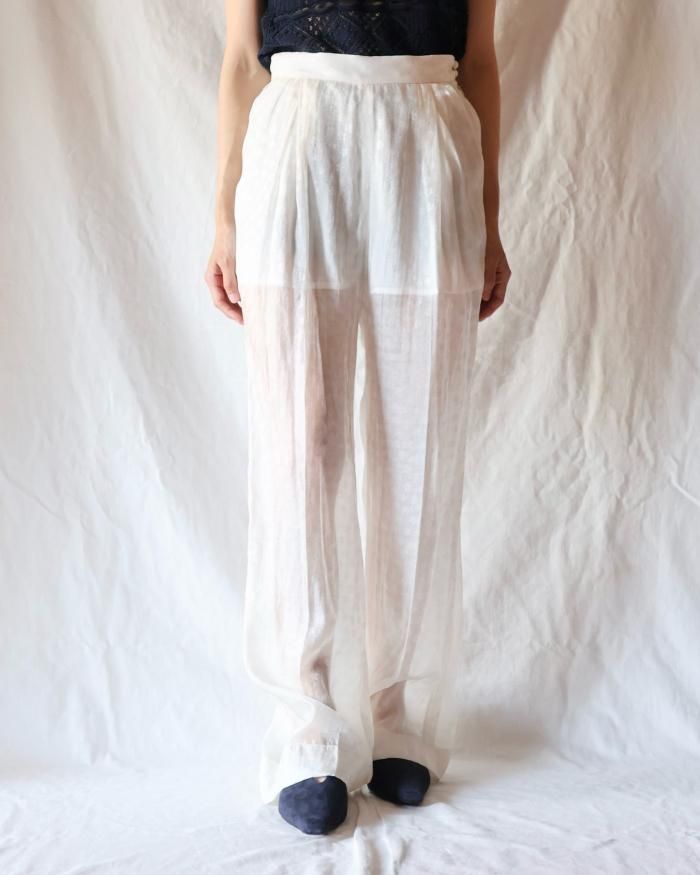 Mame Kurogouchi:Silk Nylon Floral Jacquard Sheer Trousers - WHITE - ORANN 通販サイト - ORANN 通販サイト