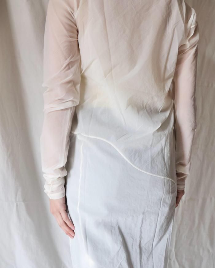 FUMIKA UCHIDA： Stretch Taffeta/LAYERED DRESS - WHITE
