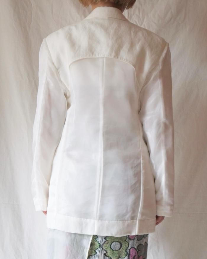 FUMIKA UCHIDA： Monofilament/DOUBLE LAPEL JACKET - WHITE