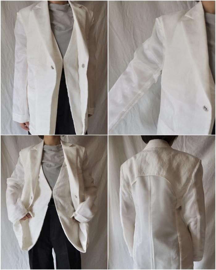 FUMIKA UCHIDA： Monofilament/DOUBLE LAPEL JACKET - WHITE - ORANN