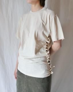 FUMIKA UCHIDAOVERDYED SIDE SHIRRING TEE - OFFWHITE