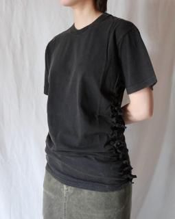 FUMIKA UCHIDAOVERDYED SIDE SHIRRING TEE - BLACK