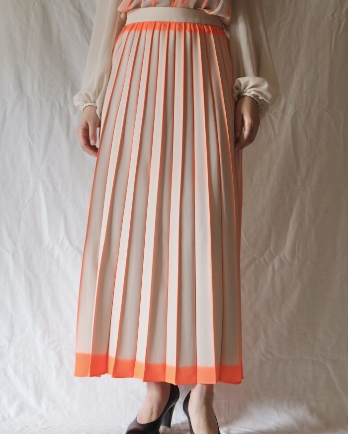 Mame Kurogouchi：Itajime Shibori' Pleated Skirt - BEIGE - ORANN 