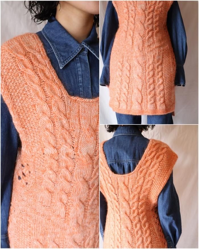 Mame Kurogouchi:Multi-Pattern Cable Sleeveless Knitted Vest Mame Kurogouchi:Multi-Pattern Cable Sleeveless Knitted Vest