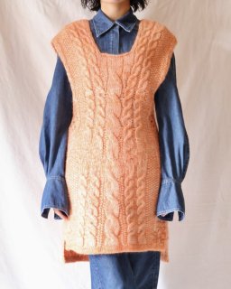 Mame Kurogouchi：Multi-Pattern Cable Sleeveless Knitted Vest - ORANGE