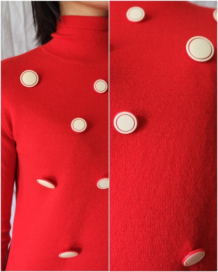 FUMIKA UCHIDA: CASHMERE/HIGH NECK BUTTONED SWEATER - TOMATO FUMIKA UCHIDA: CASHMERE/HIGH NECK BUTTONED SWEATER - TOMATO