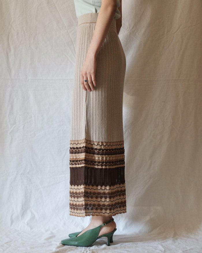 Mame Kurogouchi：Multi Pattern Knitted Skirt - BEIGE - ORANN 通販サイト