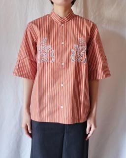 Ernie PaloSTAND COLLAR S/S SHIRT- ORANGE