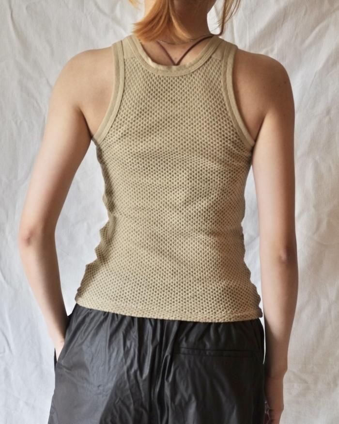 FUMIKA UCHIDA： STRETCH MESH TANK TOP - KHAKIBEIGE - ORANN 通販サイト