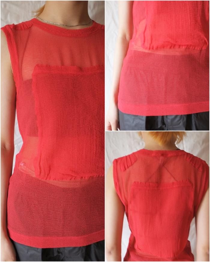 FUMIKA UCHIDA セットアップ　サイズ36 FUMIKA UCHIDA： TACTICAL POCKET MESH NO-SLEEVE TOP - RED