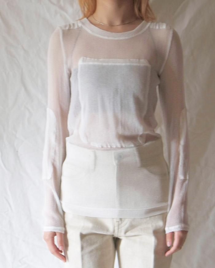 FUMIKA UCHIDA： TACTICAL POCKET MESH LONG-SLEEVE TOP - WHITE