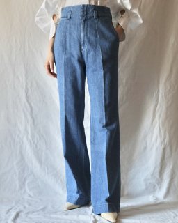 Mame Kurogouchi：High Waisted Flared Denim Jeans - BLUE
